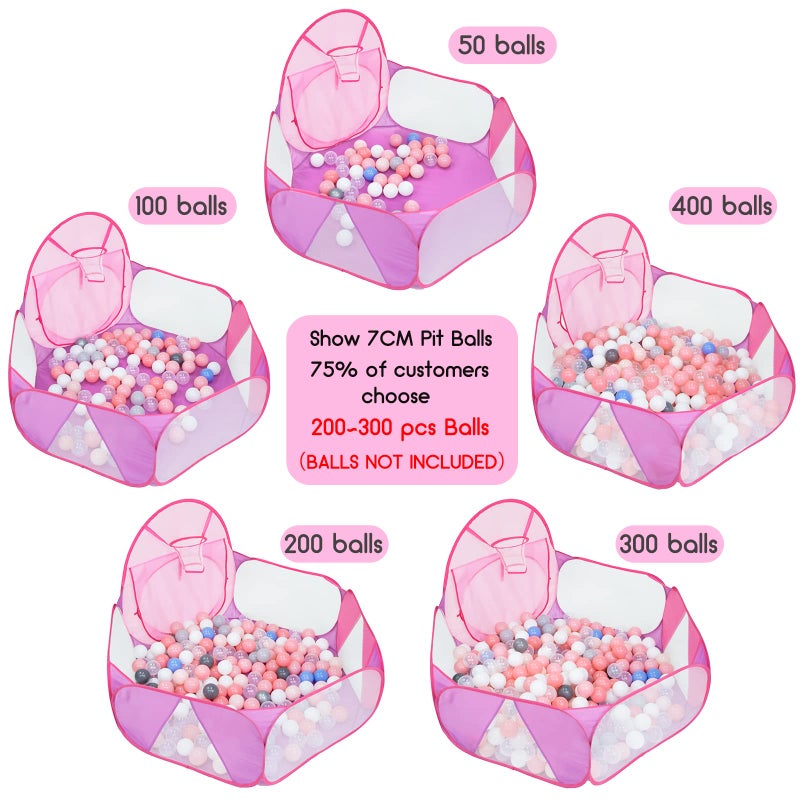 Eocolz Kids Ball Pit Large Pop Up Childrens Ball Pits Tent for Toddlers Playhouse Baby Crawl Playpen with Basketball Hoop and Zipper Storage Bag, 4 Ft/120CM, Balls Not Included (Pink) - Image 5